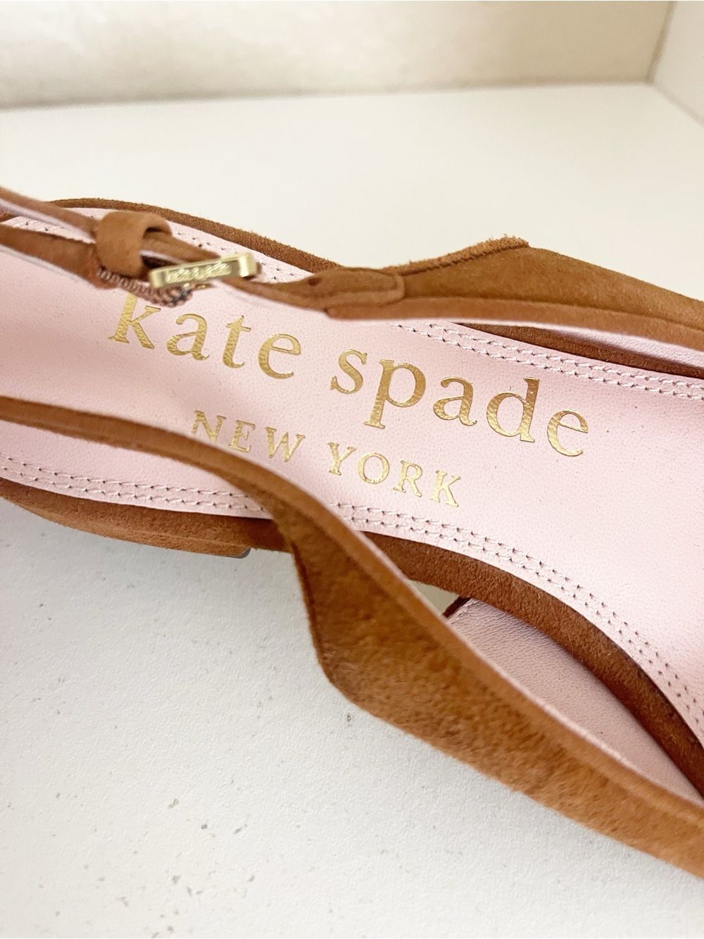 kate spade Tan Suede Pointed Slingback Flats with Bow - Picture 9 of 11
